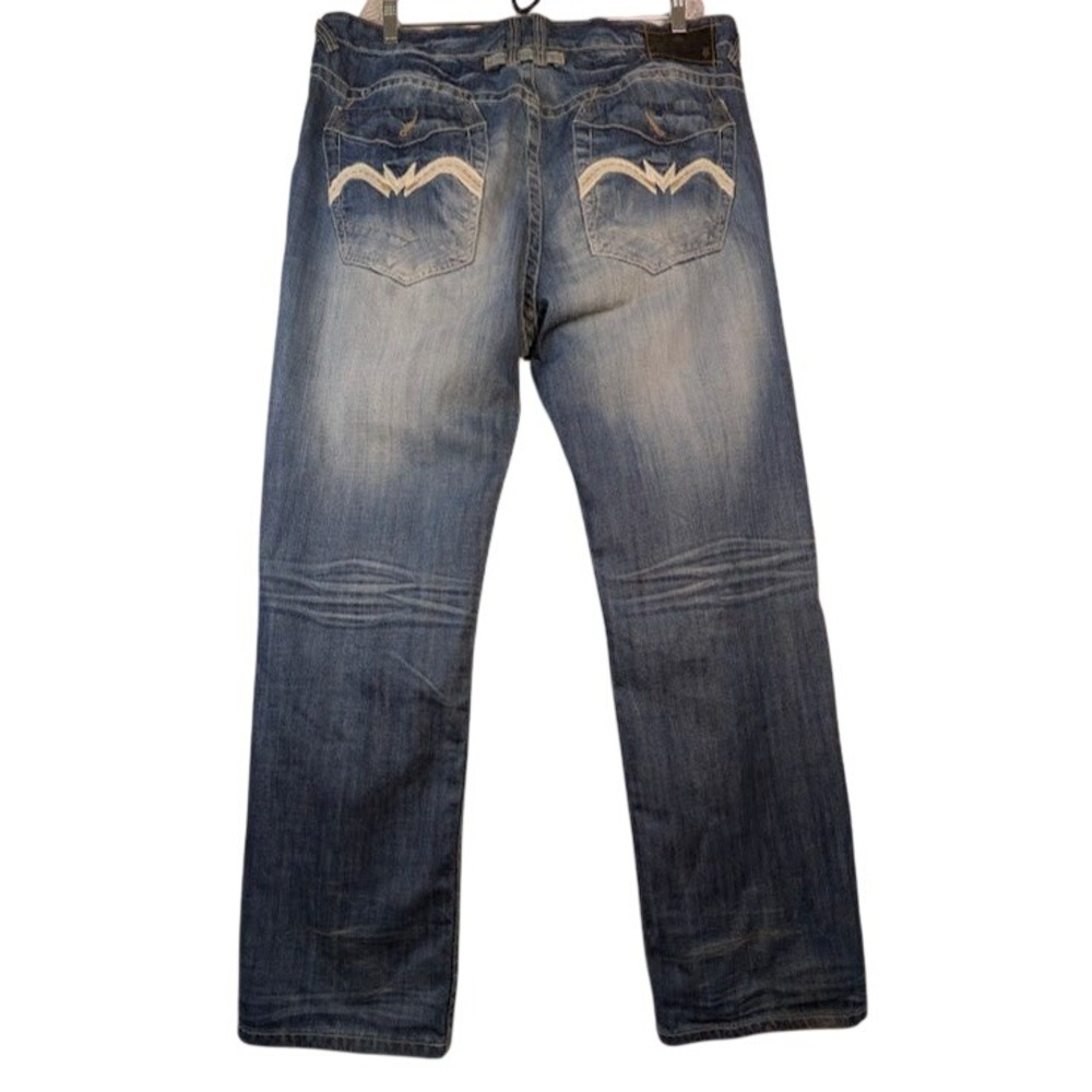 Ecko Unltd. Jeans Mens 40 (42x33) Blue Loose Baggy Y2K Streetwear Embroidered